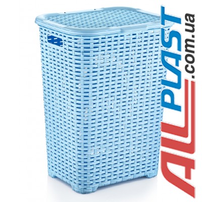 Корзина (60 л) с крышкой Dunya plastik (ротанг)