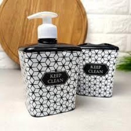 Набор 2пр аксессуаров для ванной комнаты с рисунком Keep clean "ELIF" Набор 2пр аксессуаров для ванной комнаты с рисунком Keep clean "ELIF"