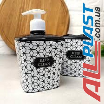Набор 2пр аксессуаров для ванной комнаты с рисунком Keep clean "ELIF" Набор 2пр аксессуаров для ванной комнаты с рисунком Keep clean "ELIF"