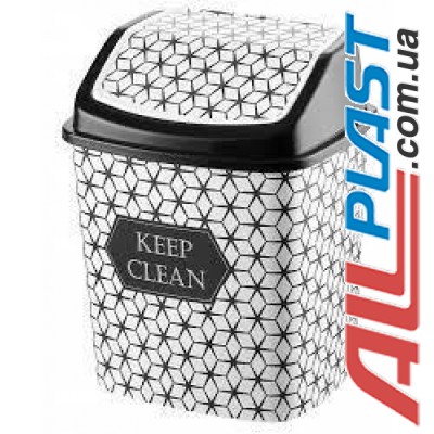Ведро для мусора 5л с рисунком Keep clean "ELIF" Ведро для мусора 5л с рисунком Keep clean "ELIF"