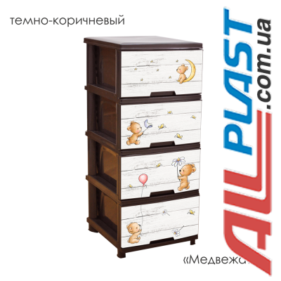 Комод с рисунком Медвежата 46,5х39,5х95,5 тёмно-коричневый Алеана 123093 Комод с рисунком Медвежата 46,5х39,5х95,5 тёмно-коричневый Алеана 123093
